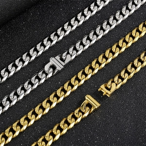 10mm stainless steel Cuban link chains in gold and silver finish for men and women