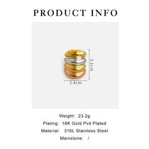 Detail showing dimensions of triple-layered wave ring in gold, silver, and rose gold