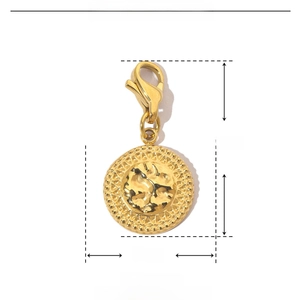 Detailed parameter diagram showing the dimensions of the golden stainless steel eye pendant