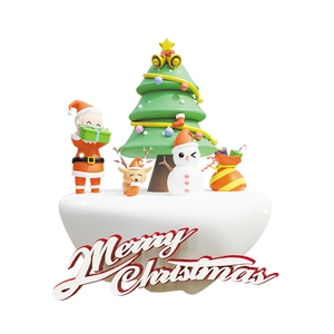 3D Christmas decor set with Santa, reindeer, snowman and tree on white background