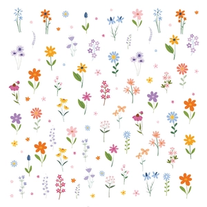 8 sheets of floral wall stickers with colorful hand-drawn spring flowers for home decor