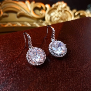 Sparkling silver halo drop earrings with round cubic zirconia and pavé-set crystals