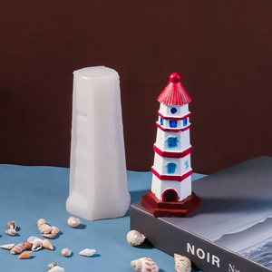 DIY lighthouse silicone mold for resin craft with finished nautical themed model