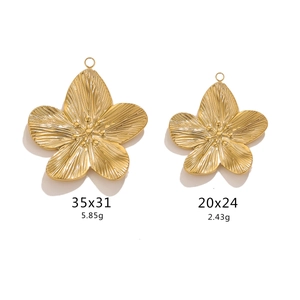Vintage gold stainless steel flower pendant set in two sizes for DIY jewelry making