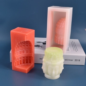 Λεπτομέρεια καλουπιού σιλικόνης για 3D κερί προσώπου και τελικό κερί με διαβάθμιση χρώματος