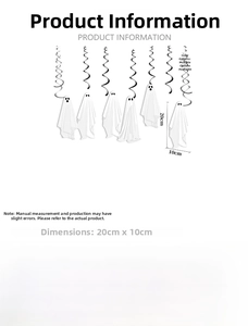 Detailed view of Halloween ghost pendant set with dimensions 20cm by 10cm and black spirals
