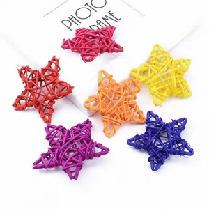 Set of 6CM colorful woven rattan stars for DIY crafts and kindergarten decorations