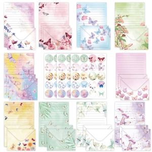 Butterfly Floral Stationery Letter Paper And Envelopes With Seal Stickers Watercolor Romantic Writing Paper Greeting