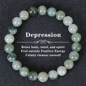 Natural Gemstone Beaded Bracelet Elastic Healing Crystal Relief Anxiety Depression Round Beads Energy Jewelry