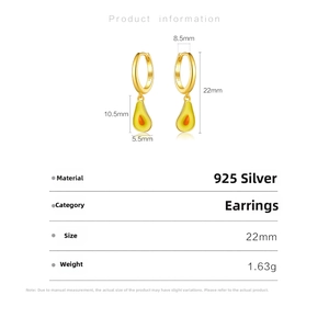 925 silver avocado drop earrings dimensions 22mm height with detailed size specifications