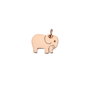 Polished rose gold elephant pendant made of stainless steel with a small jump ring