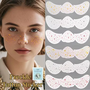 Face Temporary Tattoo Stickers Gold Silver Foil Heart Star Butterfly Patterns For Party Festival Makeup Freckle Cosmetic
