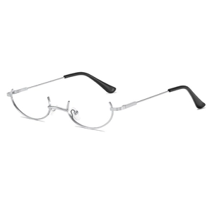 Silver semi-rimless bottom frame metal glasses for women with minimalist styling