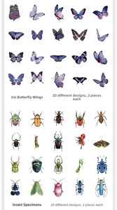 Detailed catalog of 40 natural butterfly and insect stickers for journals and crafts