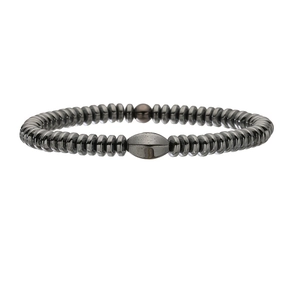Minimalist hematite stone beaded bracelet with oval focal bead for men and women