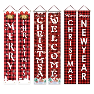 Weihnachtsdeko rot-schwarz karierte Türbanner hängende Dekoration für Party Wanddeko