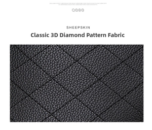 Detailed macro view of black sheepskin leather with classic 3D quilted diamond patterns