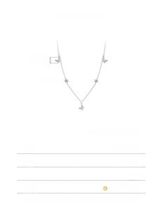 Detailed spec sheet showing S925 sterling silver butterfly necklace dimensions and weight