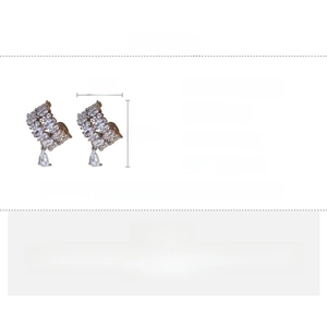 Detailed size and material specification chart for micro-pave zircon teardrop ear clips