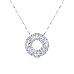 Collier en argent sterling S925 avec un pendentif étincelant en moissanite ronde