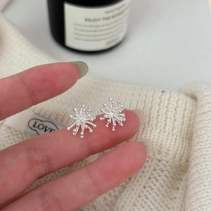 Elegant S925 sterling silver ball stud earrings shown on fingertip in a close-up shot
