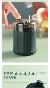Detail showing the automatic pop-up mechanism and vertical texture of the toothpick holder