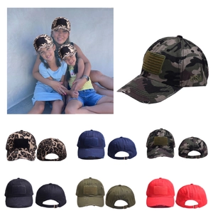 Distressed USA Flag Baseball Cap For Parent And Child Leopard Camouflage Breathable Sun Protection Outdoor Dad Hat