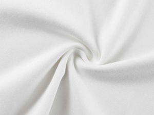 Vue macro de la texture du tricot modal blanc avec des plis en spirale et détails fins