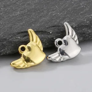 Stainless Steel Angel Wing Heart Pendant Charms For DIY Necklace Bracelet Making Polished Shiny Metal Jewelry Findings