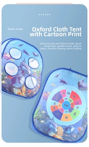 Macro view of blue dolphin ocean theme 3-in-1 oxford fabric sandbag toss target for kids