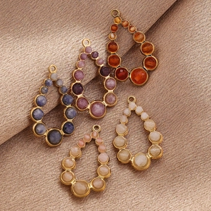 Bohemian teardrop pendants in gold stainless steel with multi-color crystal gemstones