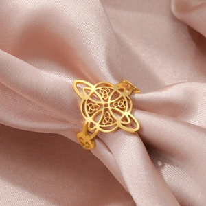 Witch Knot Celtic Knot Ring Stainless Steel Hollow Out Geometric Vintage Jewelry Gift For Women