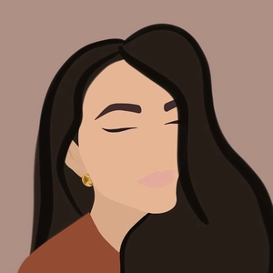 Dettaglio di orecchini a goccia dorati minimalisti su una modella in stile illustrazione