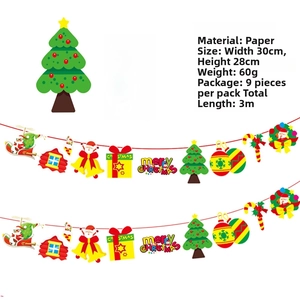 Detailed view of a 3-meter Christmas paper banner with reindeer and tree patterns