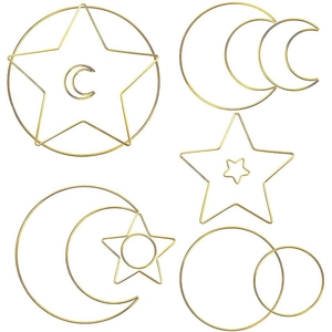 Metal Dream Catcher Rings Star Heart Moon Round Iron Hoops For DIY Macrame Crafts Wall Hanging Home Decor Accessories