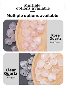 Faceted heart-shaped rose and clear quartz crystal loose beads for DIY jewelry making