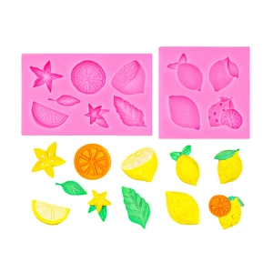 Mini starfruit and lemon slice silicone molds for DIY chocolate fondant and resin crafts