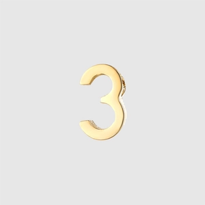 Polished gold-plated stainless steel number 3 pendant for DIY jewelry and earrings