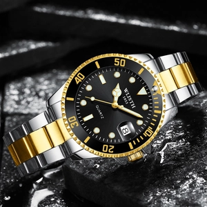Orologio business da uomo al quarzo impermeabile con calendario luminoso e cinturino bicolore