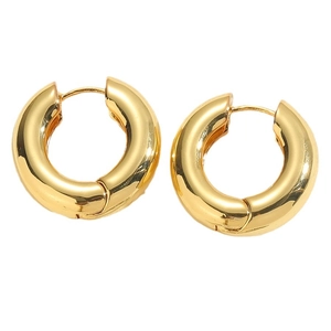 Minimalist 14K gold plated chunky C-shaped hoop earrings with high polish finish