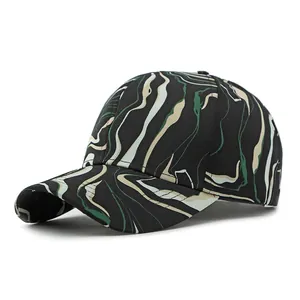 Graffiti marble print baseball cap with curved brim and vintage six-panel design
