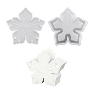 DIY silicone mold set for creating 3D cherry blossom flower basket resin or soap crafts