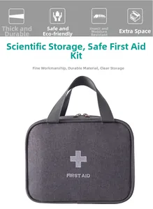 Detail view of the durable first aid bag showing the sturdy handle and dual zipper design