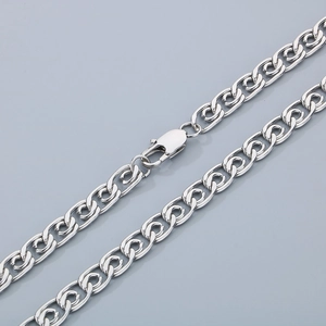 Close-up of stainless steel paperclip chain necklace with metallic lobster clasp detail