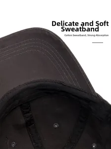 Detail of soft cotton sweatband and premium stitching on the baseball cap interior