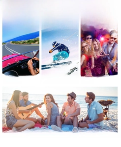 Detail showing UV protection sunglasses for driving, skiing, travel and social parties