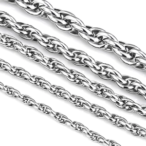 Men's silver twist rope chains in five various widths made of high-quality stainless steel