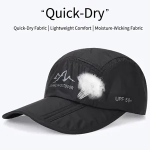 Quick-dry UPF 50+ foldable sun hat with peak logo for outdoor sports and sun protection
