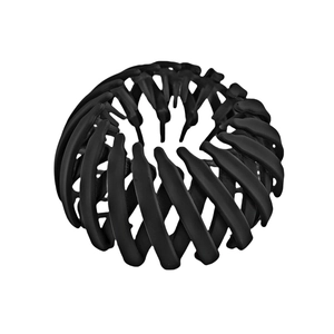 Close-up of matte black bird nest hair claw with retractable interlocking teeth for buns