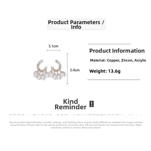Spécifications détaillées des boucles d'oreilles à pompons avec zircon et pétales acryliques